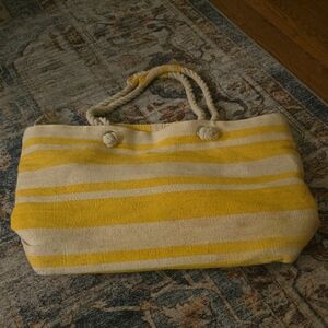 Yellow and Cream Striped Tote Bag